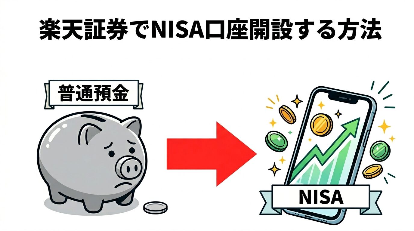 楽天証券でNISA口座開設する方法｜普通預金からNISAへの切り替えイメージ図