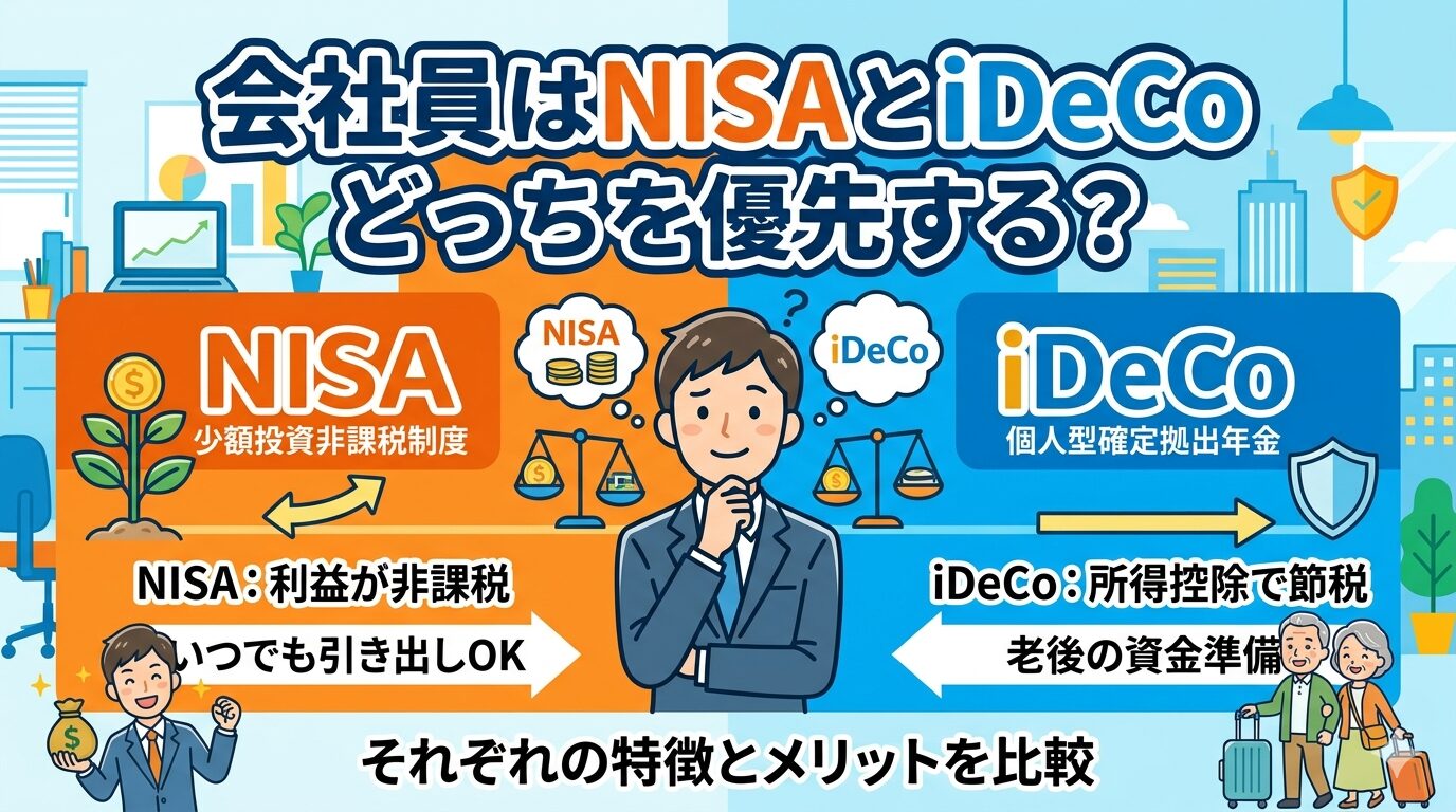 会社員がNISAとiDeCoどちらを優先すべきか比較した図解インフォグラフィック