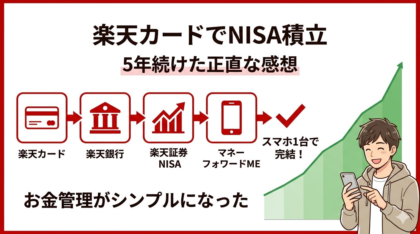 楽天カードNISAクレカ積立5年間の元本・評価額・含み益を公開するインフォグラフィック